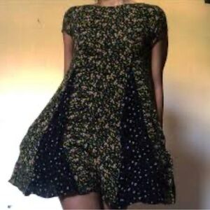 Zara Black Dress with Yellow and Pink Floral Design